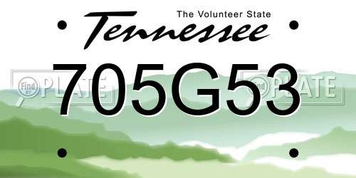 705G53 Tennessee License Plate