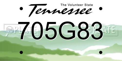 705G83 Tennessee License Plate