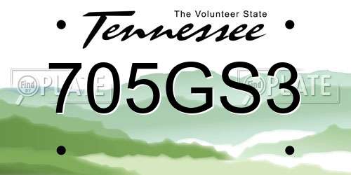 705GS3 Tennessee License Plate