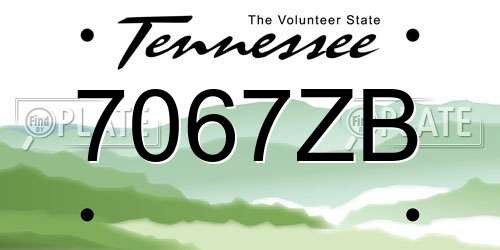 7067ZB Tennessee License Plate
