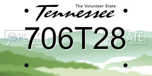 706T28 Tennessee License Plate