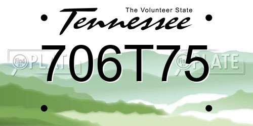 706T75 Tennessee License Plate