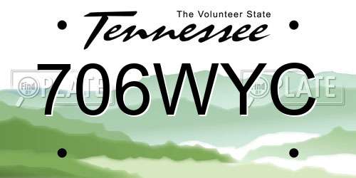 706WYC Tennessee License Plate