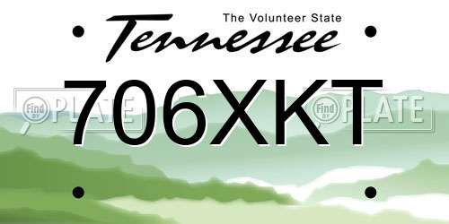 706XKT Tennessee License Plate