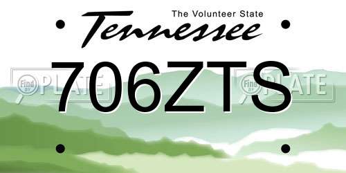 706ZTS Tennessee License Plate