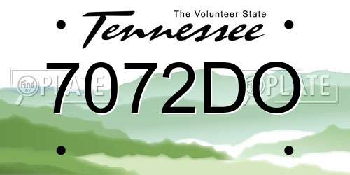 7072DO Tennessee License Plate