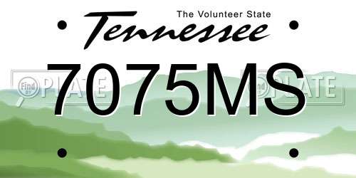 7075MS Tennessee License Plate