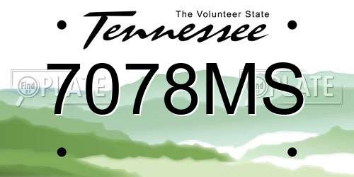 7078MS Tennessee License Plate