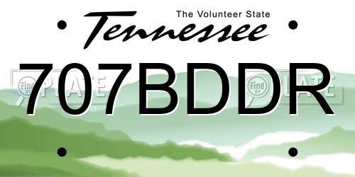 707BDDR Tennessee License Plate