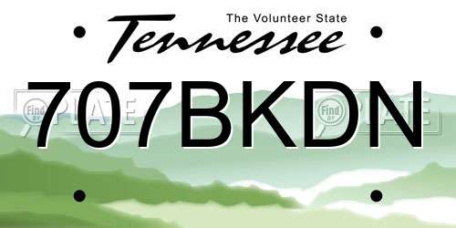 707BKDN Tennessee License Plate