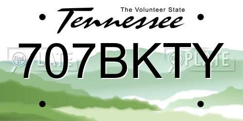 707BKTY Tennessee License Plate