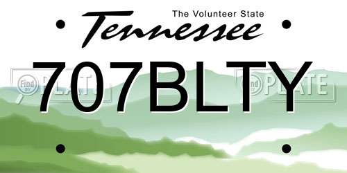 707BLTY Tennessee License Plate