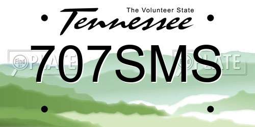 707SMS Tennessee License Plate
