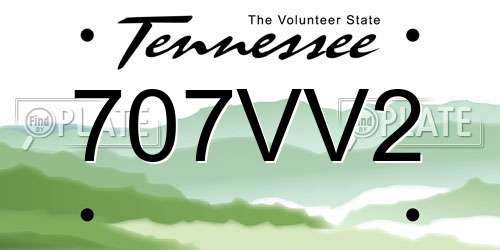 707VV2 Tennessee License Plate
