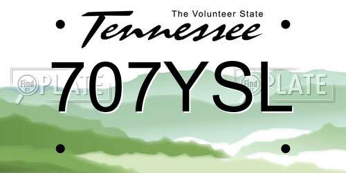 707YSL Tennessee License Plate