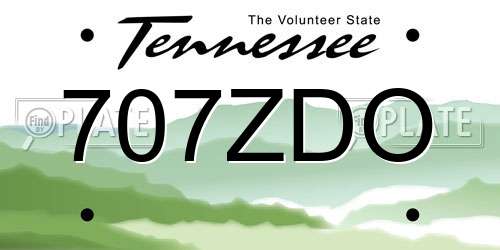 707ZDO Tennessee License Plate