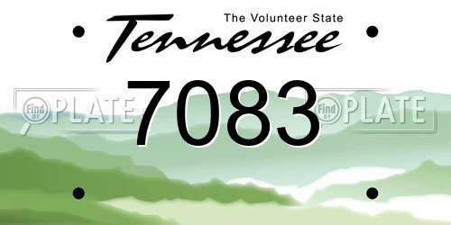 7083 Tennessee License Plate