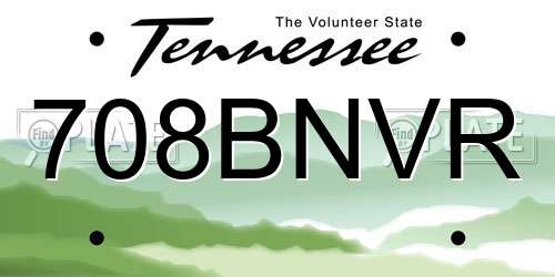 708BNVR Tennessee License Plate
