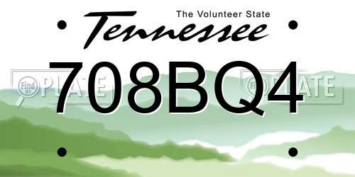 708BQ4 Tennessee License Plate