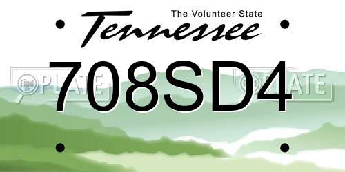 708SD4 Tennessee License Plate