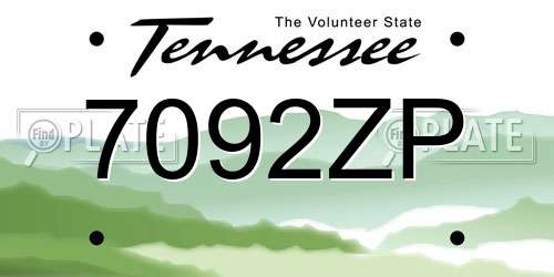 7092ZP Tennessee License Plate