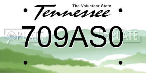 709AS0 Tennessee License Plate