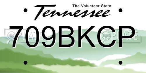 709BKCP Tennessee License Plate