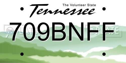 709BNFF Tennessee License Plate