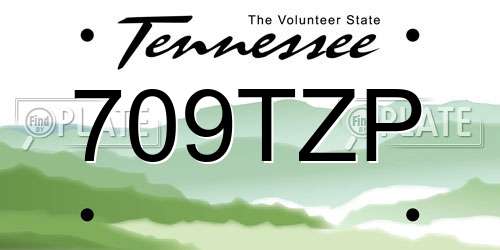 709TZP Tennessee License Plate