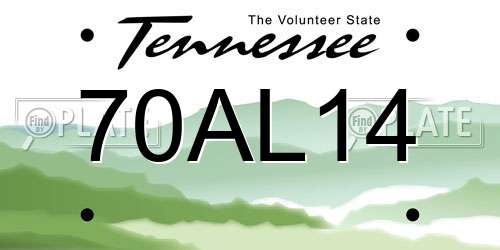70AL14 Tennessee License Plate
