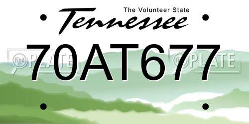 70AT677 Tennessee License Plate
