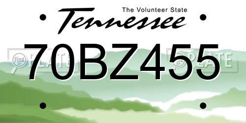 70BZ455 Tennessee License Plate