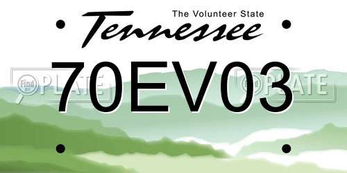 70EV03 Tennessee License Plate