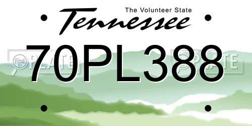 70PL388 Tennessee License Plate