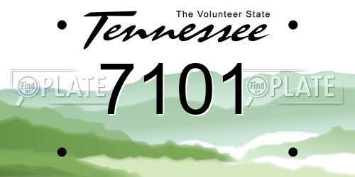 7101 Tennessee License Plate