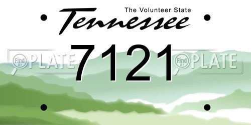 7121 Tennessee License Plate