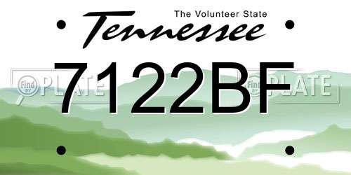 7122BF Tennessee License Plate
