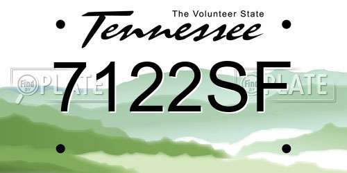 7122SF Tennessee License Plate