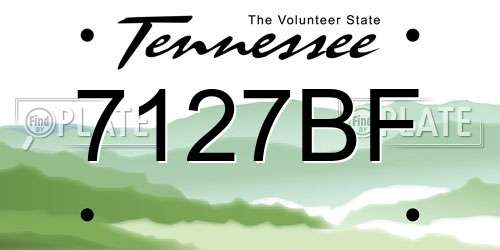 7127BF Tennessee License Plate