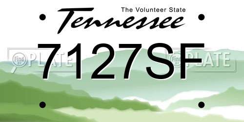 7127SF Tennessee License Plate