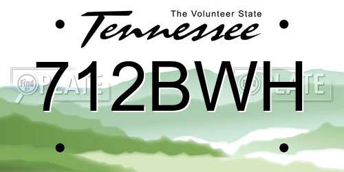 712BWH Tennessee License Plate