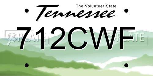 712CWF Tennessee License Plate