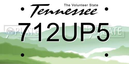 712UP5 Tennessee License Plate