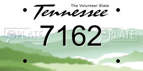 7162 Tennessee License Plate