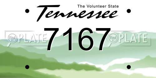 7167 Tennessee License Plate