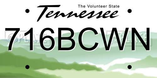716BCWN Tennessee License Plate