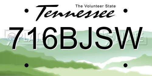 716BJSW Tennessee License Plate