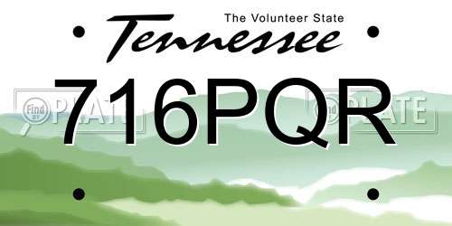 716PQR Tennessee License Plate