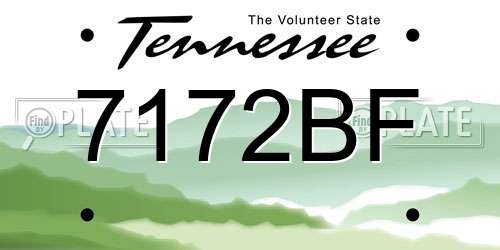 7172BF Tennessee License Plate