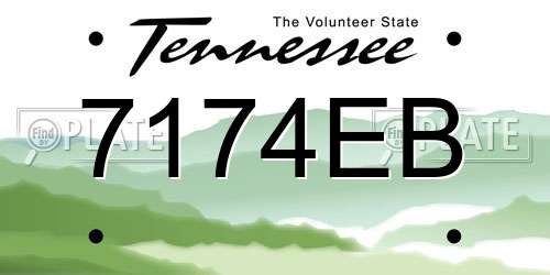 7174EB Tennessee License Plate